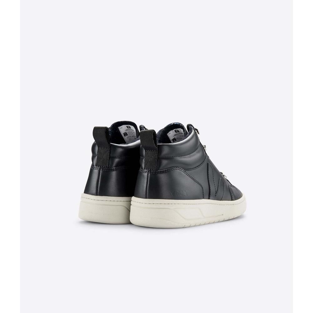 Veja RORAIMA LEATHER Men's High Tops White/Black | CA 107PJJ